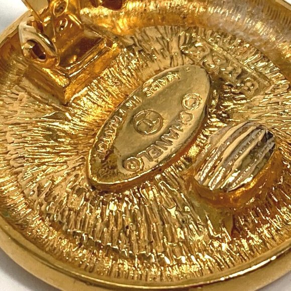 CHANEL vintage Deca CC Mark CC Accessories Earrings Metal Gold - Picture 4 of 8